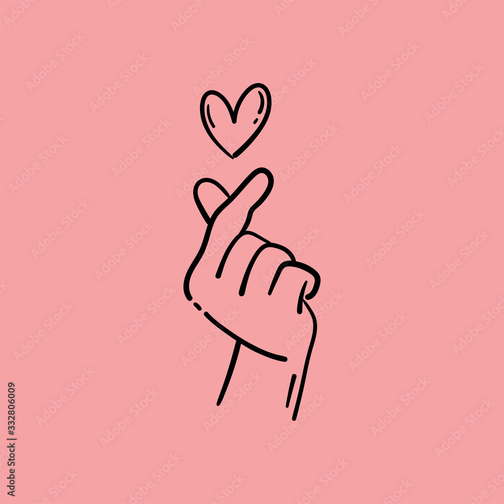 Obraz premium Asian gesture of love. Fingers heart.