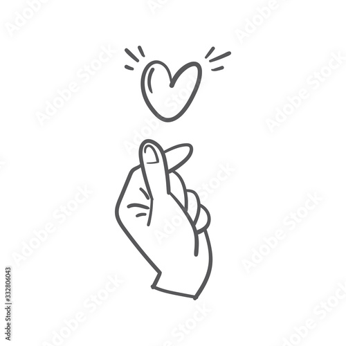 Asian gesture of love. Fingers heart.