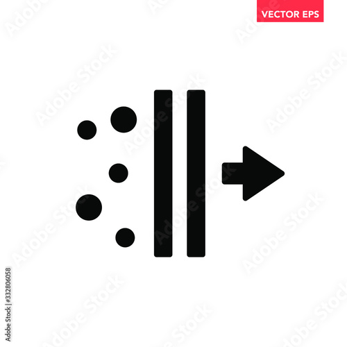 Black micro clean air filtration icon, simple purification flat design pictogram concept vector for app ads web banner button ui ux interface elements isolated on white background