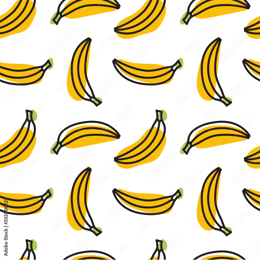 Cute hand drawn bananas on a white background. Vector seamless pattern. Cute hand drawn bananas on a white background. Vector seamless pattern.