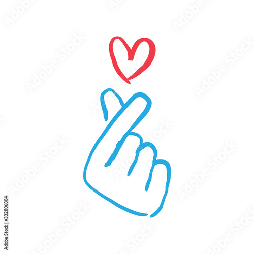 Asian gesture of love. Fingers heart.