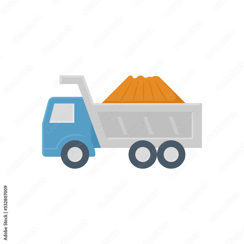 Dump truck vector icon. May called tipper truck, dumper trailer or tip ...