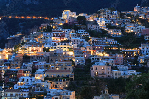 Positano Village along Amalfi Coast in Italy at dusk © funbox
