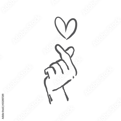 Asian gesture of love. Fingers heart.
