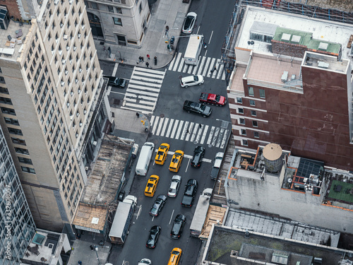 Luftbild von Straßenkreuzung in New York