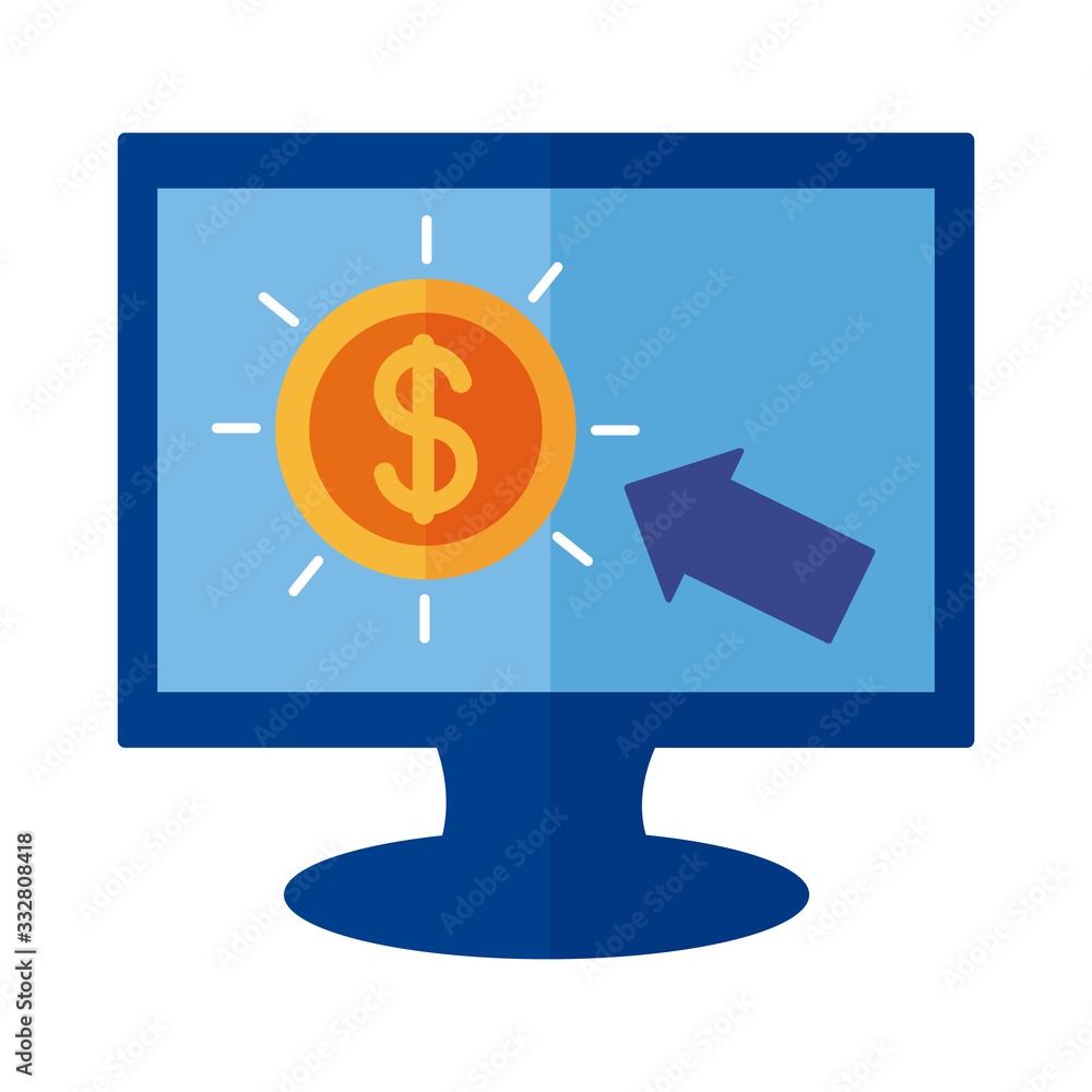 coin money dollar in desktop payment online flat style coin money dollar in desktop payment online flat style