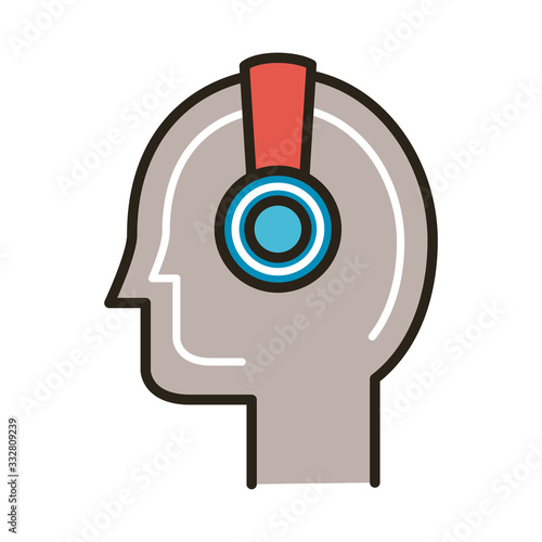 profile with earphone line and fill style