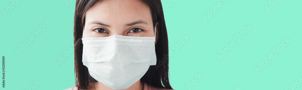 Portraits of Thai women aged 20-30 years wearing masks to prevent infection with the Covid virus. 19. Portraits of Thai women aged 20-30 years wearing masks to prevent infection with the Covid virus. 19.