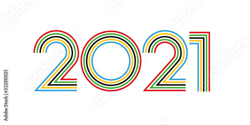 Vector illustration of "2021" designed (Olympic version)