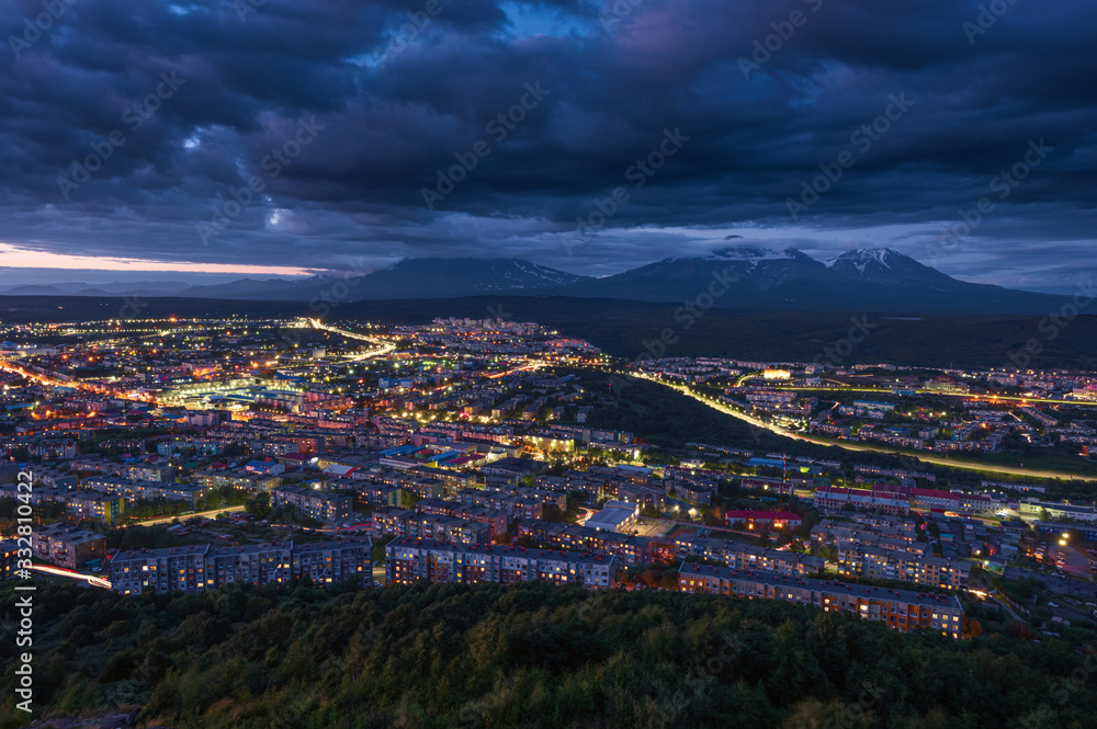 Evening view from the hill of the city of Petropavlovsk-Kamchatsky - Russia