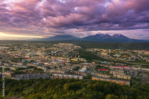 Evening view from the hill of the city of Petropavlovsk-Kamchatsky - Russia photo