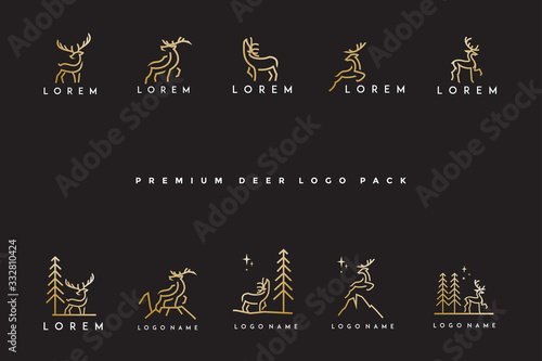 pack of luxury deer logo icon illustration