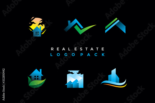 pack of modern real estate logo icon illustration