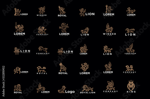 mega pack of lion logo. modern icon, template design