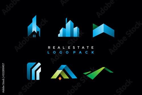 pack of modern real estate logo icon illustration
