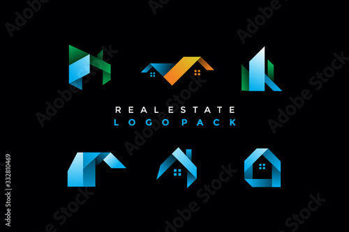 pack of modern real estate logo icon illustration