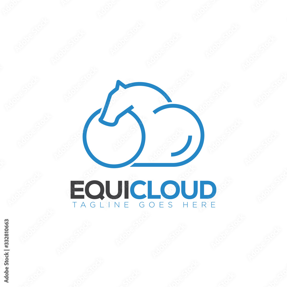 equicloud logo with equine and cloud vector