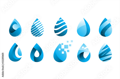 pack of modern water drop logo icon vector illustration