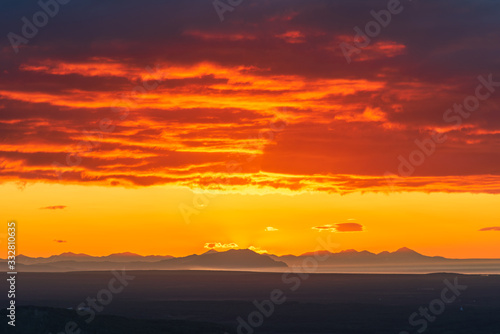 Amazing sunrise scene, Kamchatka, Russia.