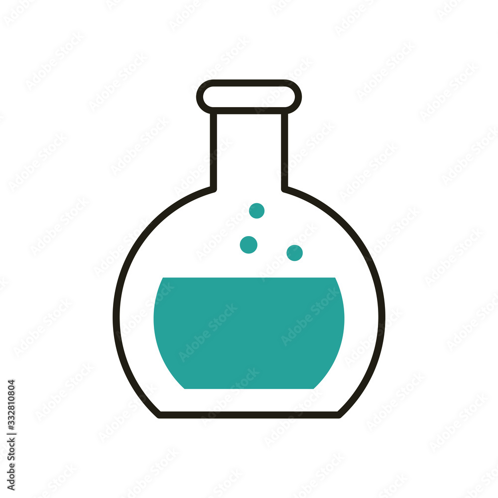 Isolated chemistry flask half line half color style icon vector design Isolated chemistry flask half line half color style icon vector design