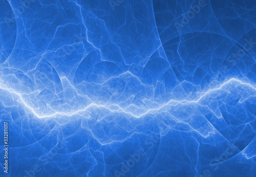 Blue abstract fractal lightning, plasma background