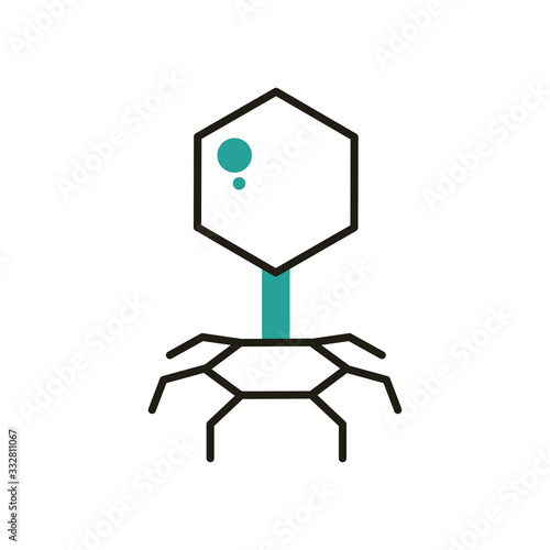 bacteriophage virus half line half color style icon vector design