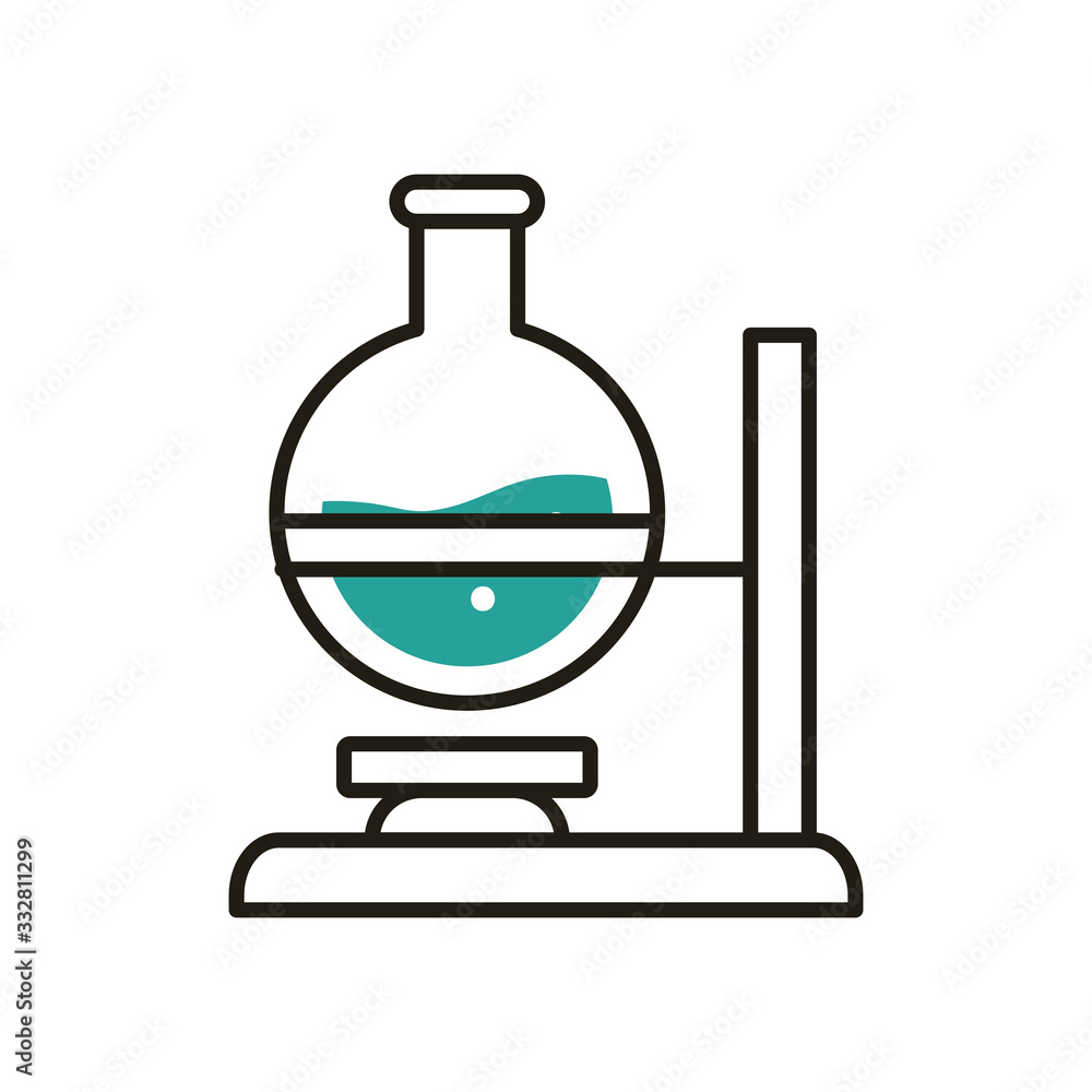 Isolated chemistry flask half line half color style icon vector design Isolated chemistry flask half line half color style icon vector design