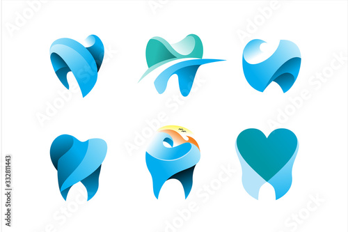 pack of gradient dental clinic logo icon illustration vector