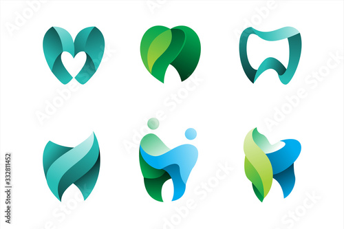 pack of gradient dental clinic logo icon illustration vector