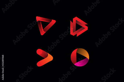 pack of play button logo icon illustration 