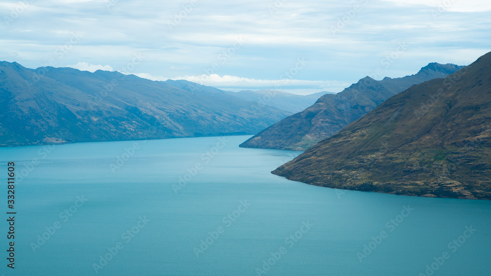 Lake and mountains at Ben Lomond Scenic Reserve in Queenstown New Zealand