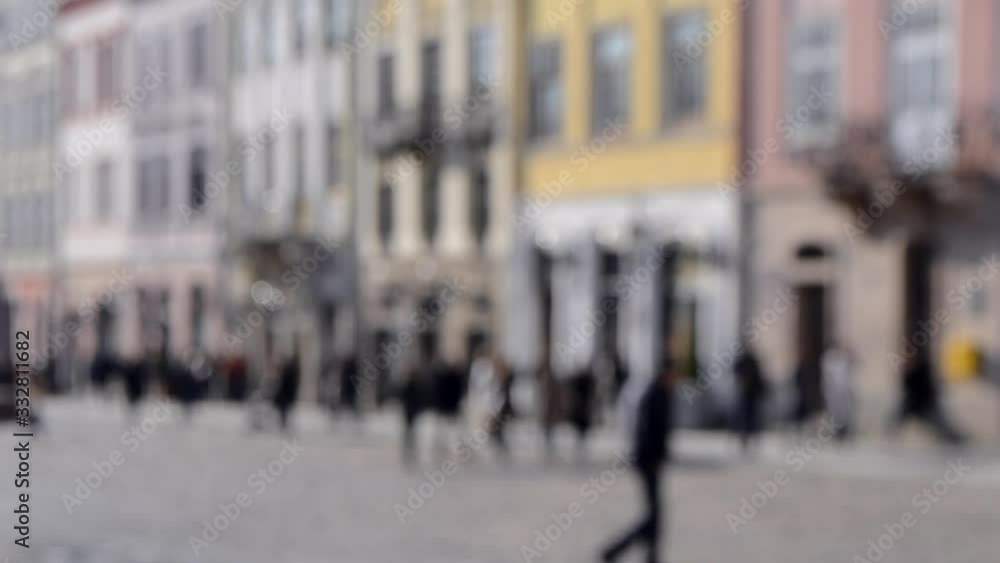 Blurred Background of many people on street square city town. Blurred Background of many people on street square city town.