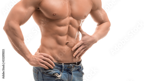 Slika na platnu Male shirtless torso with perfect ABS.