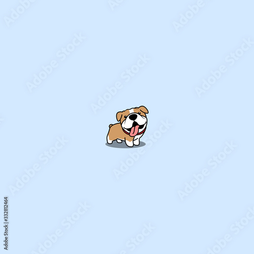 Cute bulldog smiling cartoon, vector illustration