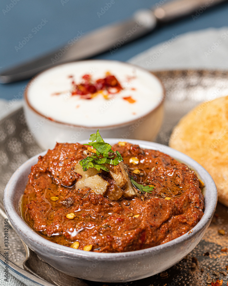 Muhammara with hommade bread and yogurt sauce Muhammara with hommade bread and yogurt sauce