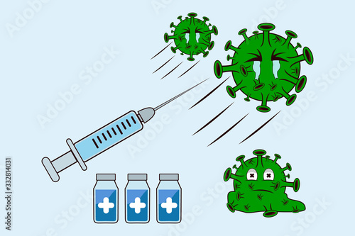 Vector illustration fight against covid-19 virus or coronavirus.