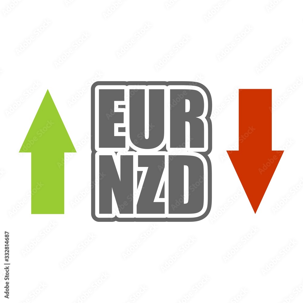 Financial market concept. Currency pair. Acronym EUR - European Union currency. Acronym NZD- New Zealand Dollar. Financial market concept. Currency pair. Acronym EUR - European Union currency. Acronym NZD- New Zealand Dollar.