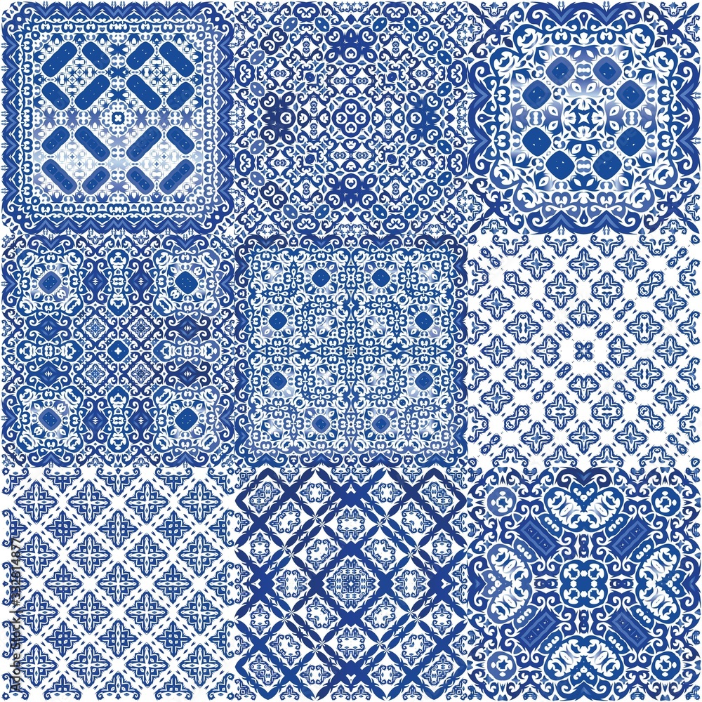 Fototapeta Antique portuguese azulejo ceramic.