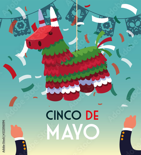 cinco de mayo card of greeting with mexican party pinata