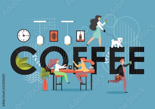 Coffee shop, vector flat style design illustration