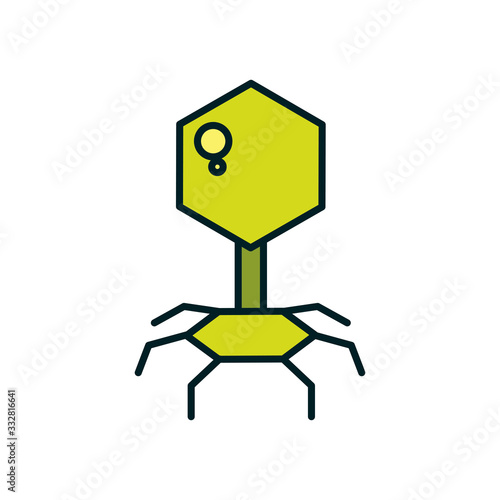 bacteriophage virus line and fill style icon vector design
