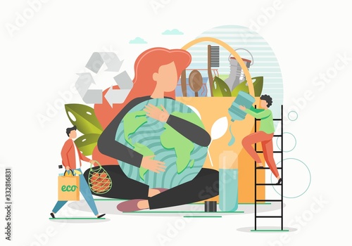 Eco friendly planet, vector flat style design illustration