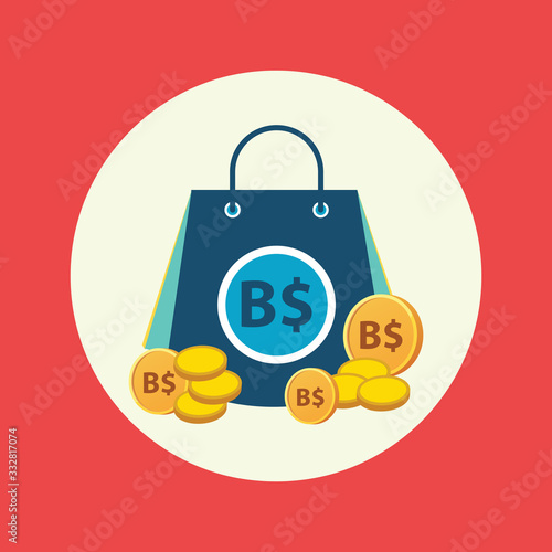 Brunei Dollar Money bag icon flat design