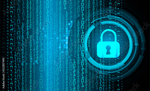 Closed Padlock on digital background, cyber security