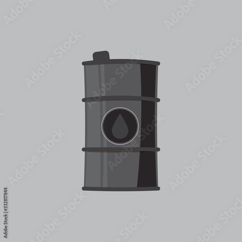 Oil drum container / barrel with sign flat vector icon