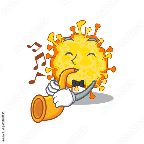 Minacovirus cartoon character design playing a trumpet