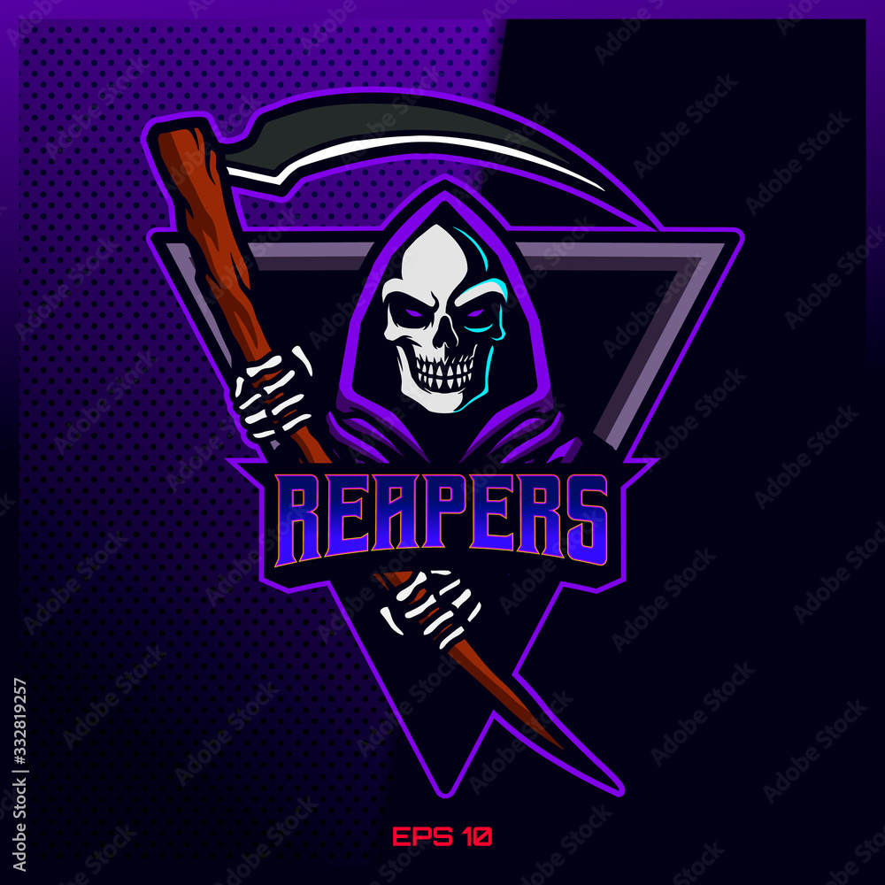Purple Reapers one Schiete esport and sport mascot logo design in