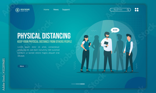 Physical distancing illustration on landing page
