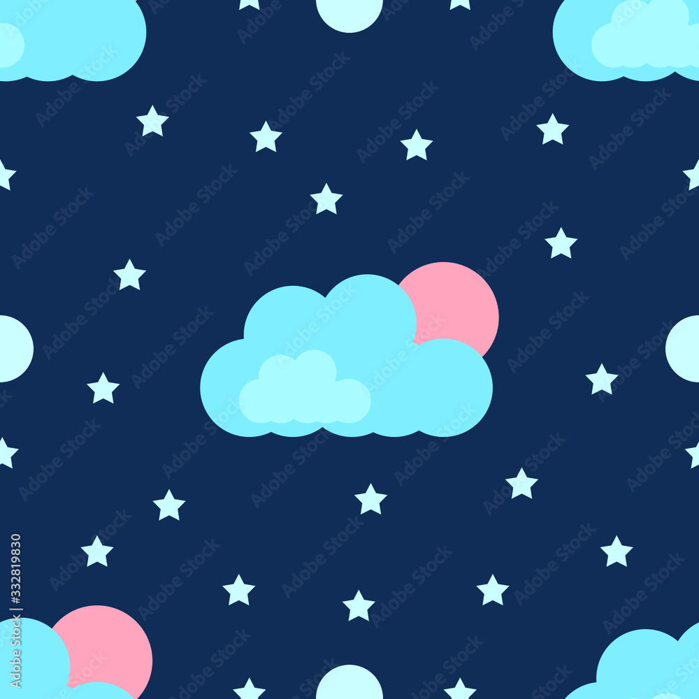 Night Breeze Cloud Seamless Pattern