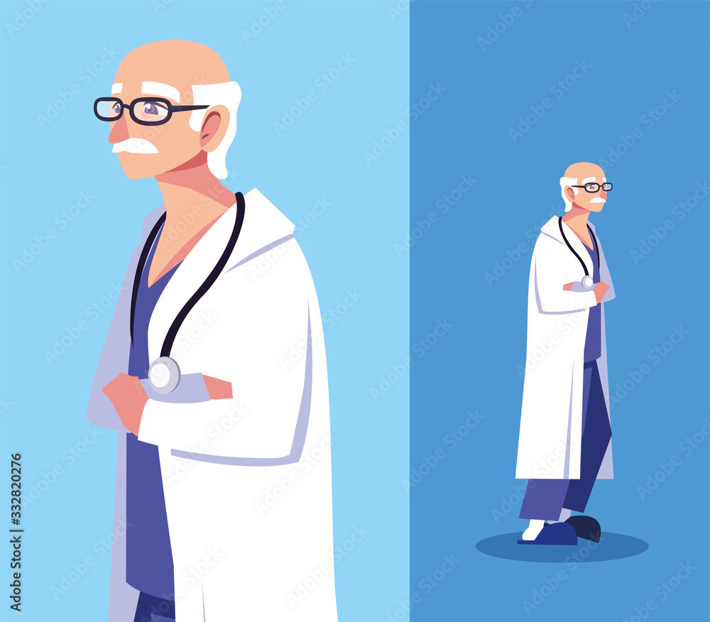 Fototapeta premium man doctor standing in different poses